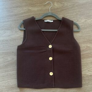 Abercrombie & Fitch Brown Button-Up Vest